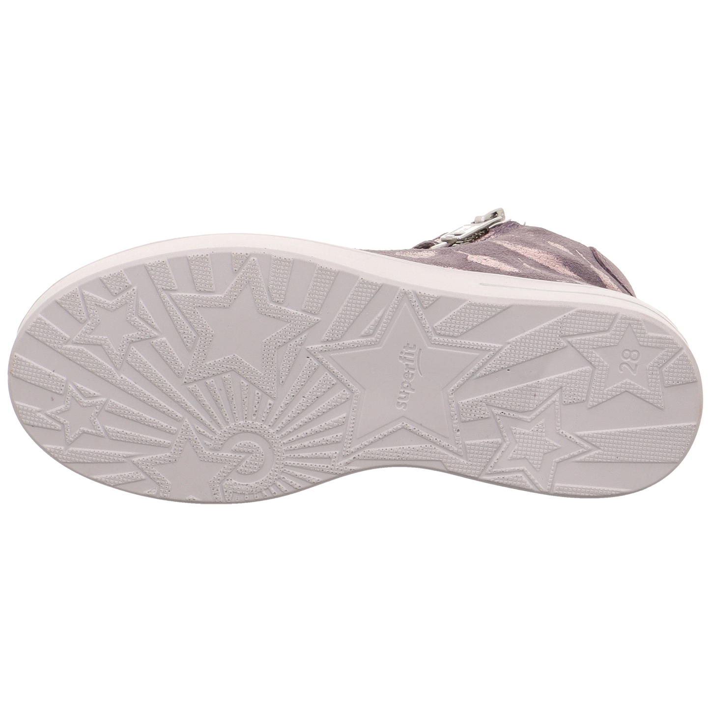 Stylish and waterproof SUPERFIT GORE-TEX ankle shoe in purple with leaf design