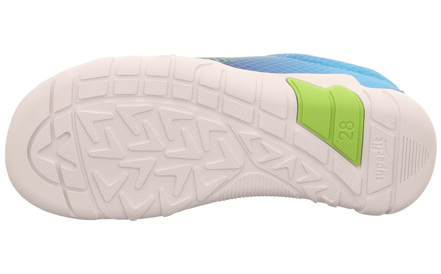 Superfit Boa Halbschuh Barfußschuh Trace 6026-800 in vibrant blue, turquoise, and neon colors for active outdoor activities