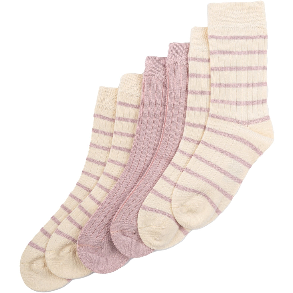 MINIPOP 3er Pack Bambus Socken in den Farben altrosa, creme und Streifen