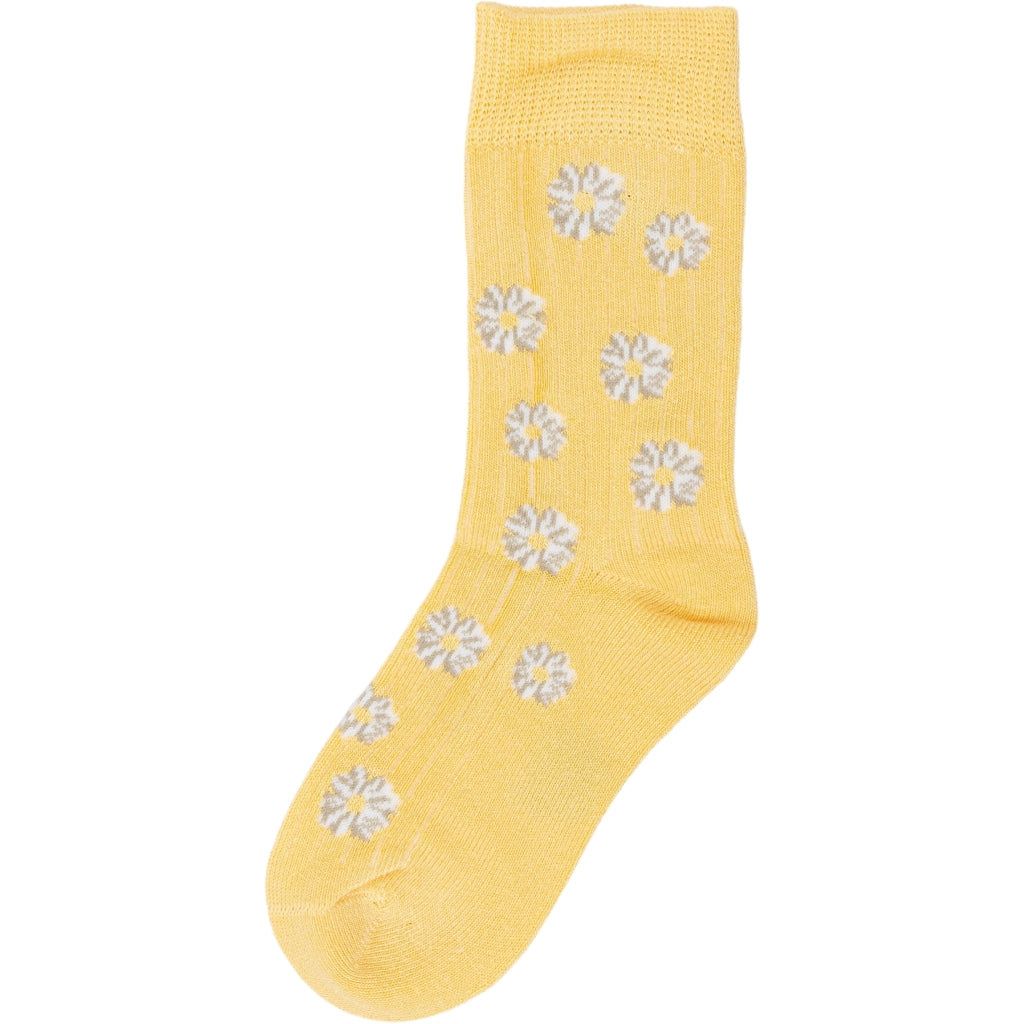 MINIPOP Bambus Socken in Gelb mit Blumenmuster, umweltfreundliche und atmungsaktive Socken