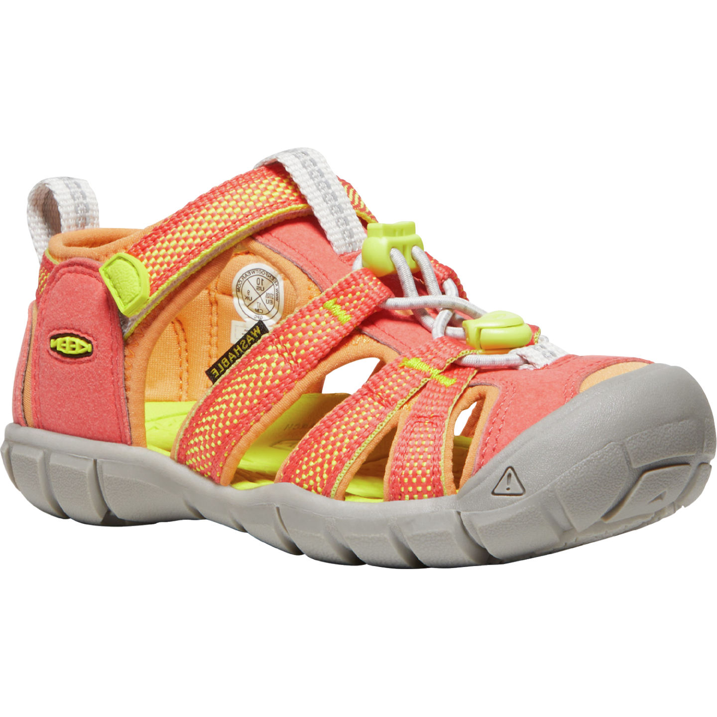 KEEN Halbsandale SEACAMP II CNX - cayenne / neongelb, durable and comfortable outdoor sandal for kids