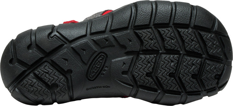 KEEN Halbsandale SEACAMP II CNX - grau / hellgrau / rot - bequeme, strapazierfähige Sandale für Kinder