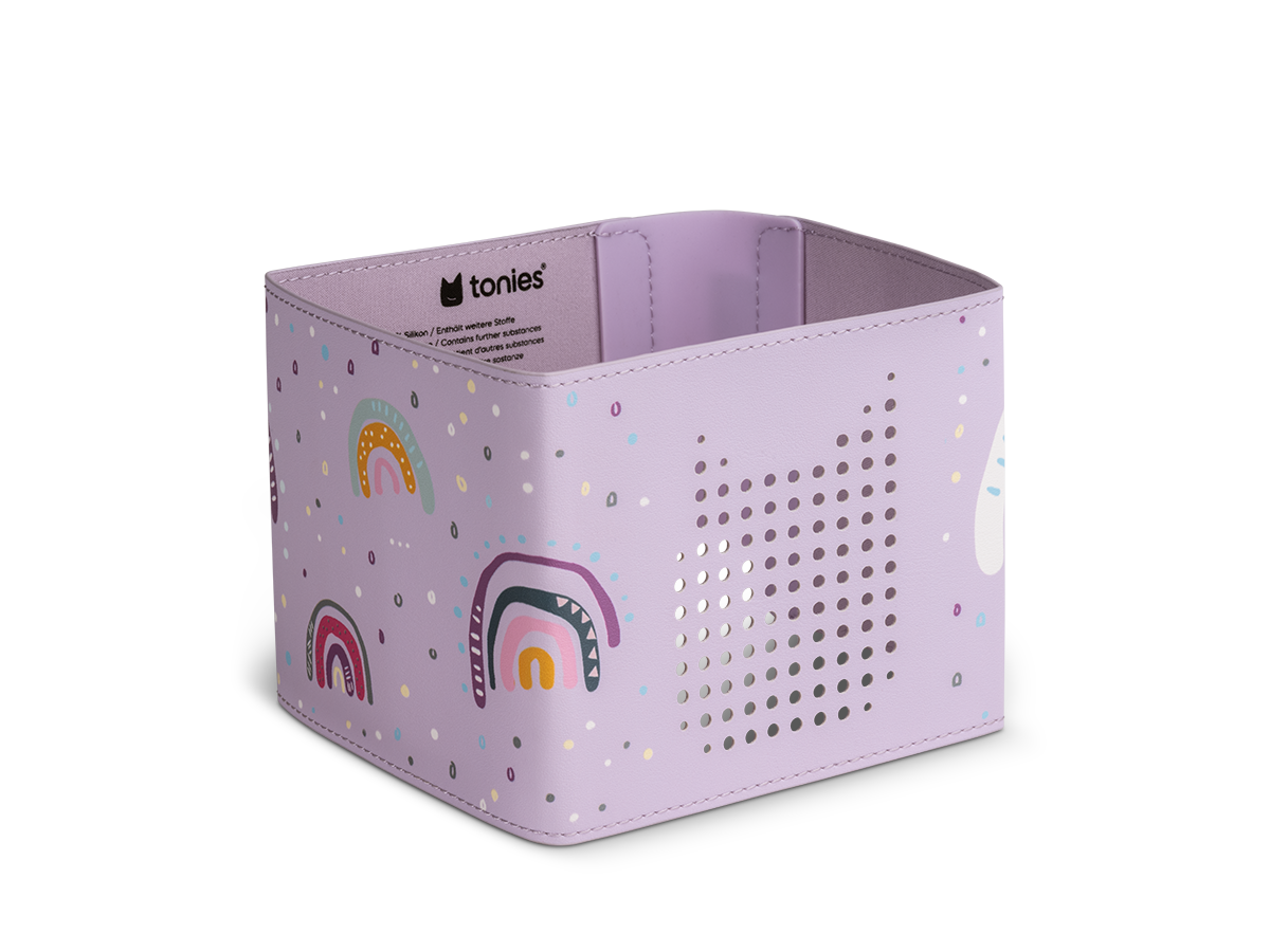 Veganer Leder- und Silikonmaterialien sorgen für eine kinderfreundliche, robuste und dekorative Hülle für die Toniebox 2