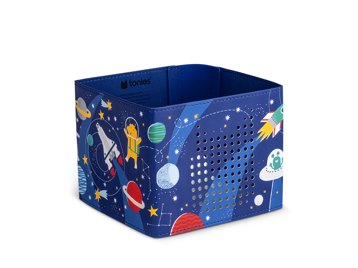 Robuste, kindgerechte Hülle mit dekorativen Nähten, die die Toniebox 2 stilvoll schützt und individualisiert