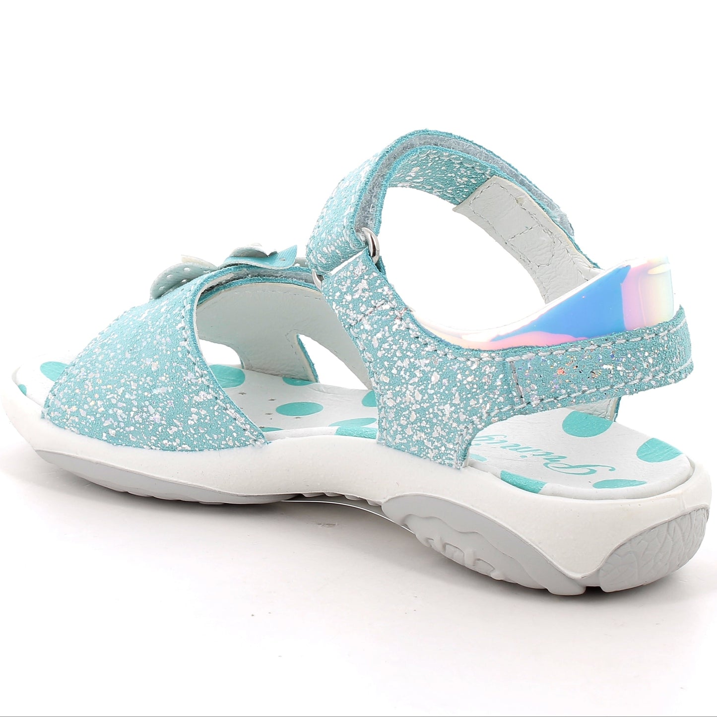 Sommerliche PRIMIGI Sandale in türkis mit Blume, Modell BREEZE 78850-33