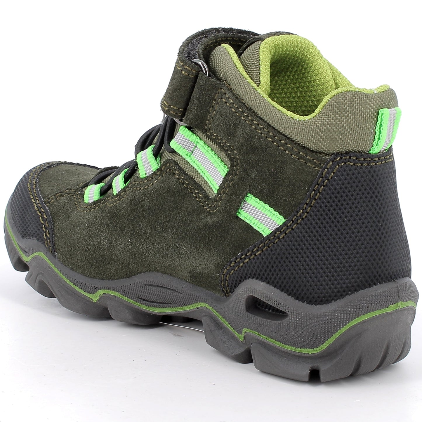 Damen- oder Herrenschuh von Primigi mit GORE-TEX, Oliv und Neongrün, knöchelhoch, wasserdicht und atmungsaktiv