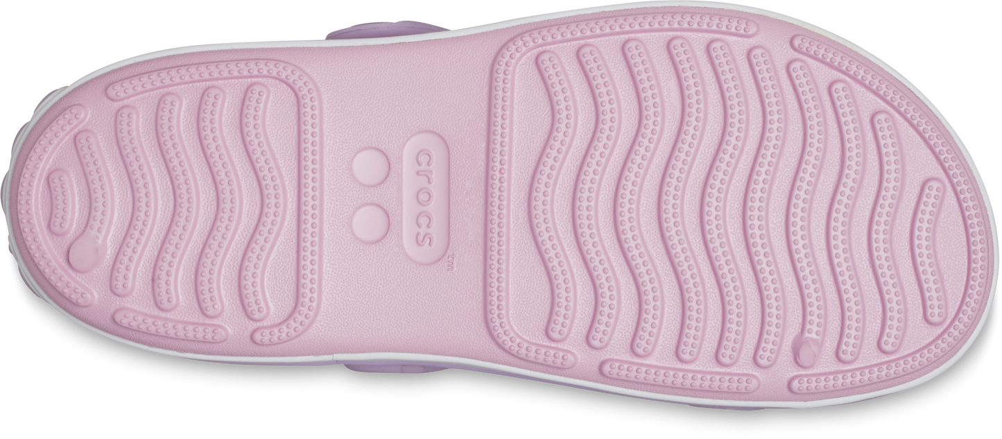 Close-up of the CROCS CROCBAND™ CRUISER SANDALE 209424-84I in pink and lavender colors, featuring a comfortable and stylish design for casual wear