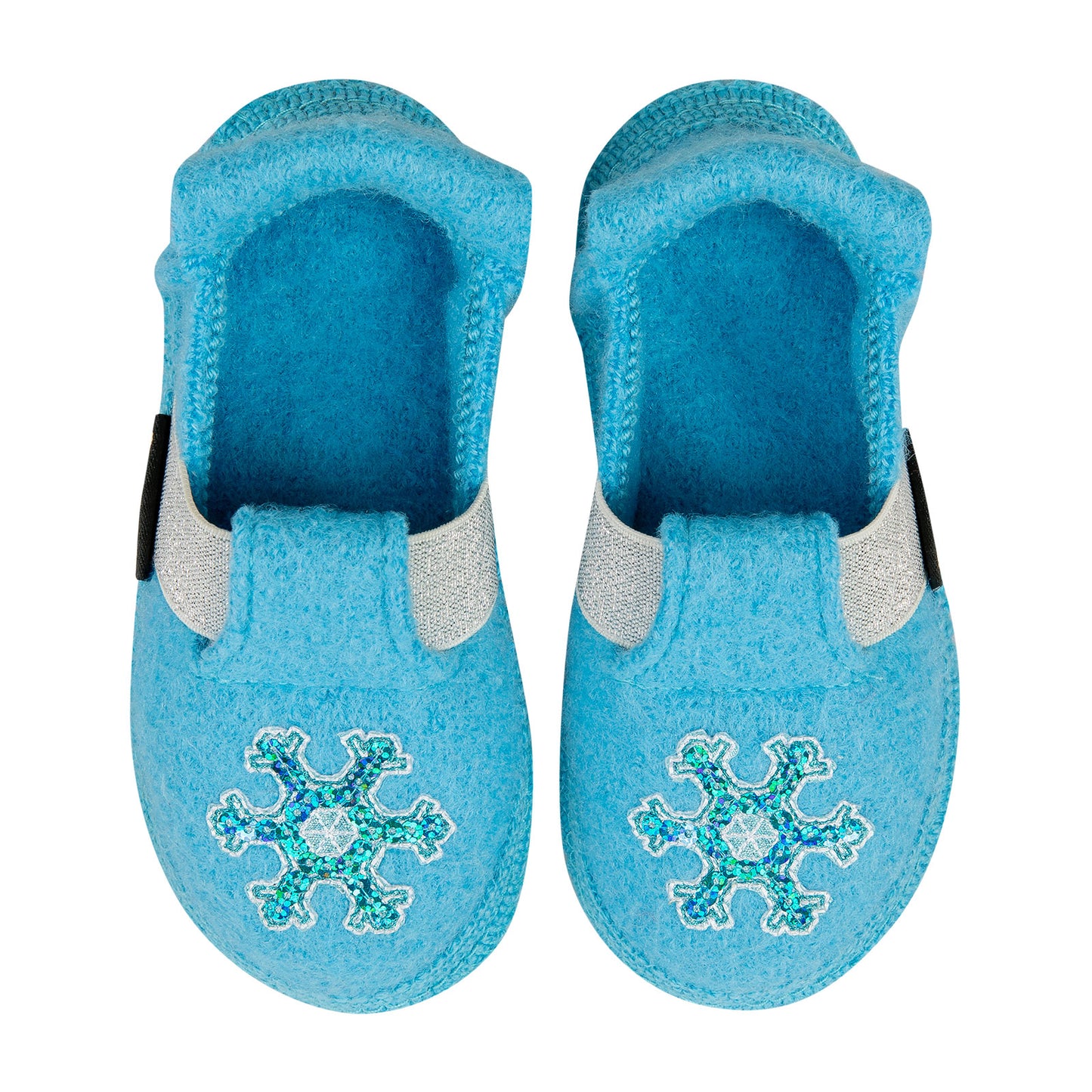 NANGA Hausschuh 29-0545-33 in türkis with Schneeflocke pattern, cozy and stylish slipper for indoor wear