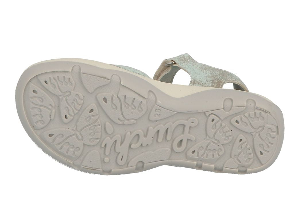 Türkisfarbene Sandale mit funkelndem Glitzer und einem niedlichen Schmetterlingsdesign