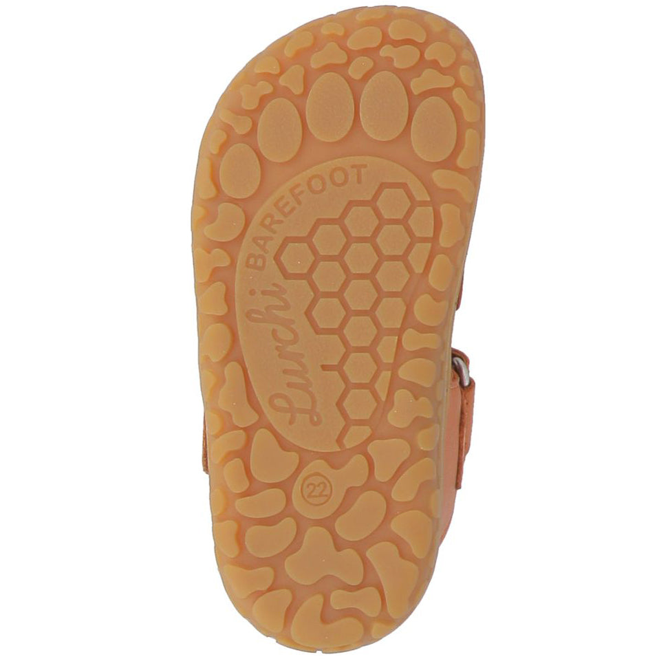 Bequeme braune Halbsandale mit Klettverschluss und flexibler Sohle