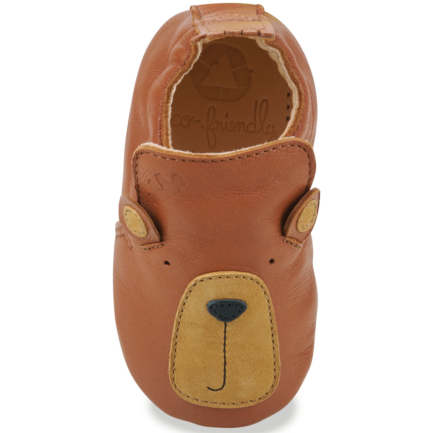 High-quality brown EASY PEASY PreWalker MY BLU AKZ30G-55 shoes with adorable Teddy bear motif