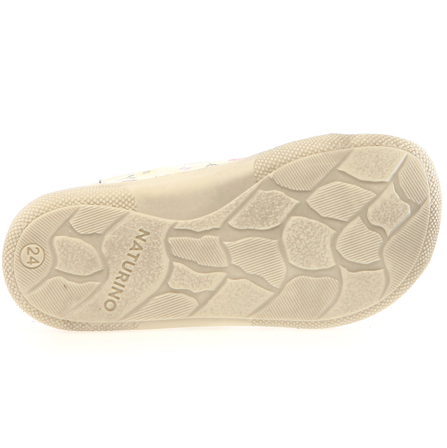 Kinder-Halbschuh BIRA von Naturino in cremefarbener Farbe mit Blumen