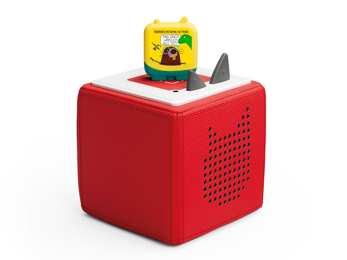 TONIES - Clever Tonies - Bibibiber hat mal' ne Frage: Sind Dinos wirklich alle tot - A colorful audio player for kids with a dinosaur-themed story