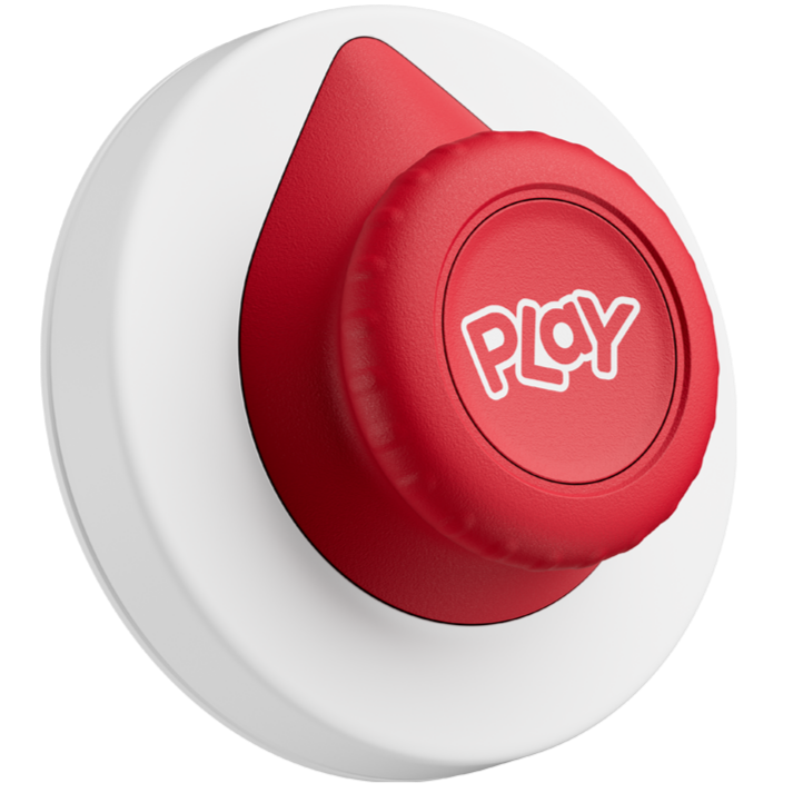 Der Tonieplay Controller für die Toniebox 2, silberfarben, mit LED-Ring und intuitiven Bedienelementen, der die Kinder spielerisch durch die Tonieplay Spiele führt und das sichere, bildschirmfreie Hörspiel-Erlebnis ermöglicht