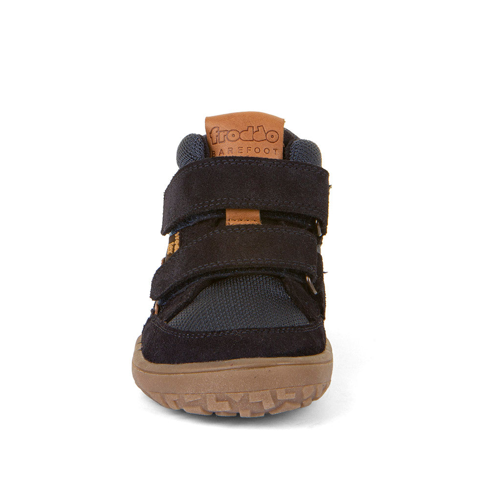 FRODDO TEX Barfuß Knöchelschuh G3110254 - dunkelblau / cognac - A stylish and comfortable barefoot ankle shoe in dark blue and cognac color
