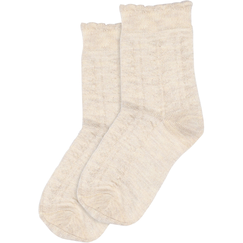 Pair of natural color MINIPOP Bambus Socken with ajour pattern made of bamboo fiber, eco-friendly and comfortable for everyday wear