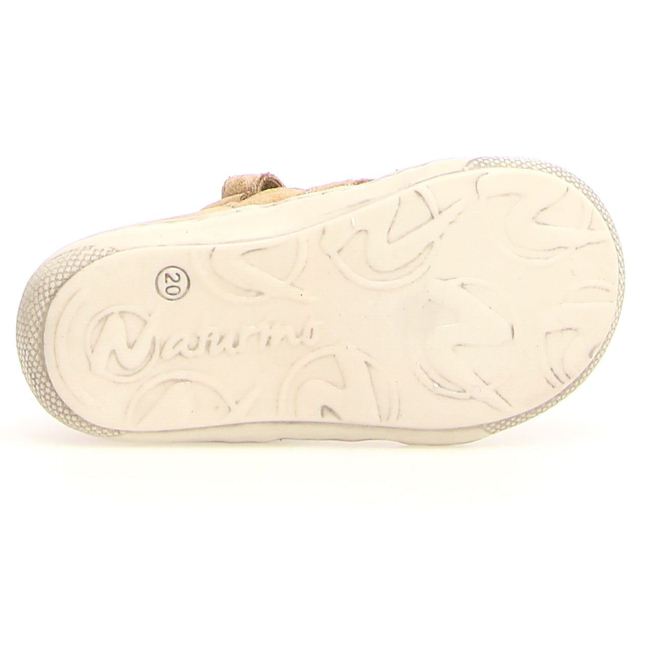 A close-up image of NATURINO Halbsandale BEDE - sand, a high-quality leather sandal with adjustable straps and durable rubber sole