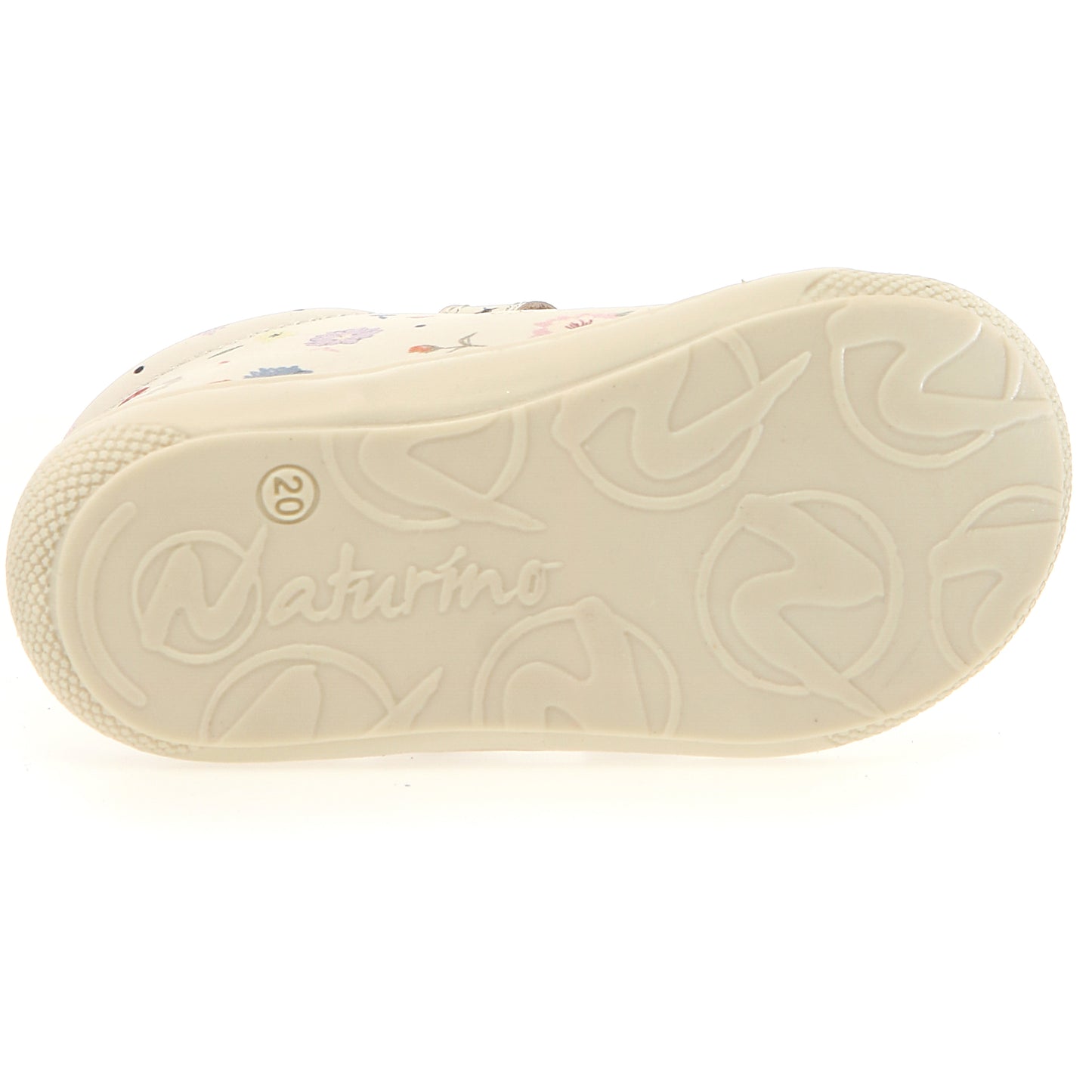 Modischer Halbschuh in créme mit farbenfrohem Streublumendruck