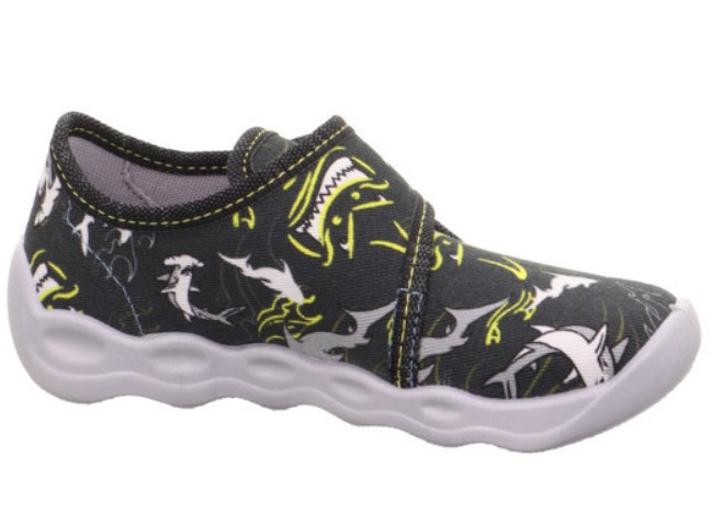 Comfortable and stylish SUPERFIT Hausschuh BUBBLE 6273-202 in dark blue with shark design