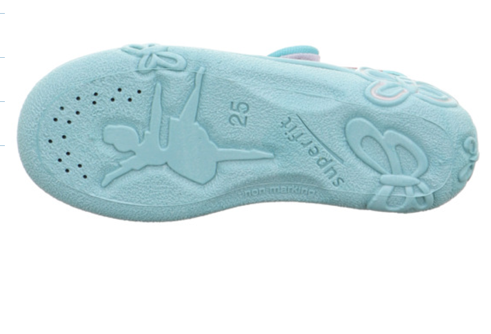 Comfortable SUPERFIT Hausschuh BELINDA 288-752 in bright turquoise color with a fun summer fruit design