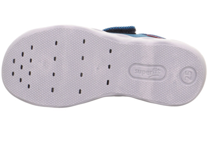 Hausschuh BUBBLE 6274-804 in blau und weiß mit Hai-Motiv, super bequem und stylisch