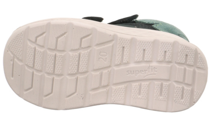 Moderner Damen-Halbschuh in dunkelblau und mint mit Schnürung