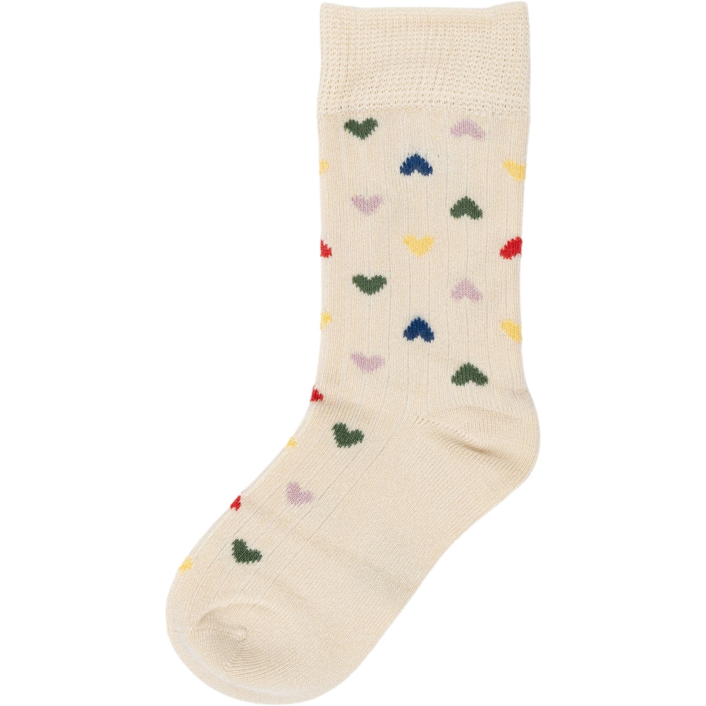 MINIPOP Bambus Socken - créme / bunte Herzen