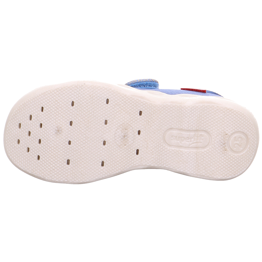 Side view of the cozy and warm SUPERFIT Hausschuh BUBBLE 6270-84 blau - Kolibri slipper, perfect for indoor wear