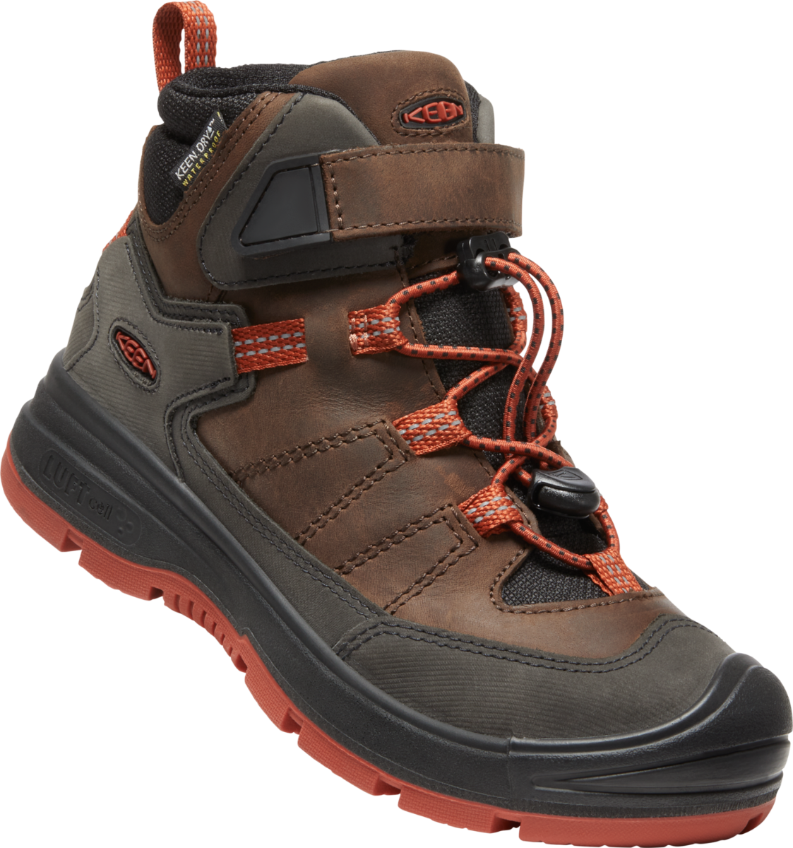 KEEN DRY TEX Knöchelschuh REDWOOD MID WP - kaffee - karminrot waterproof ankle shoe in coffee and crimson red