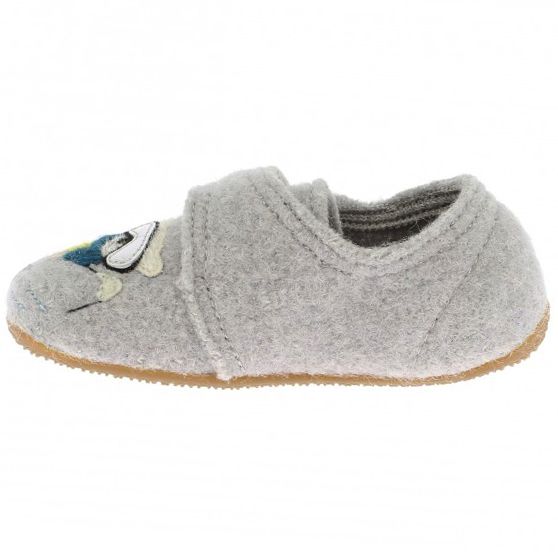 Grey LIVING KITZBÜHEL Hausschuh 4217-620 featuring a snowboarder design, perfect for cozy indoor wear during winter