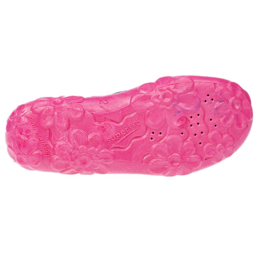 Comfortable and stylish SUPERFIT Hausschuh BONNY 283-880 in dark blue and pink with heart design for kids' indoor footwear