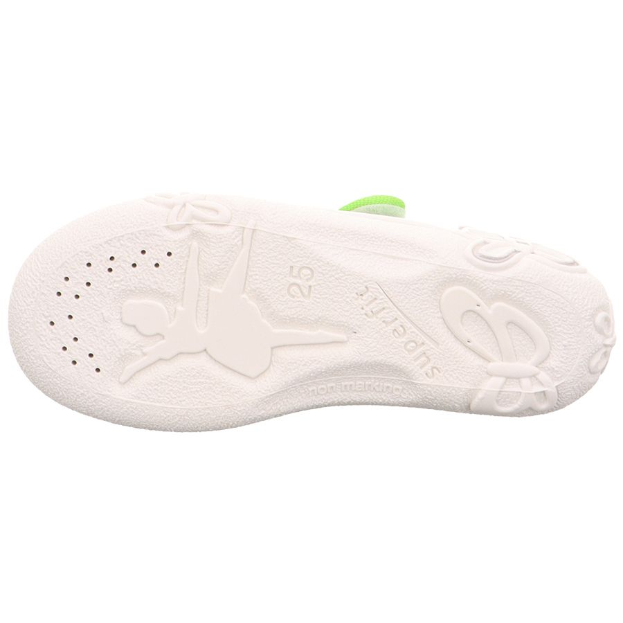 Close-up of the SUPERFIT Hausschuh BELINDA 288-750 grün, showing the comfortable and stylish design for children