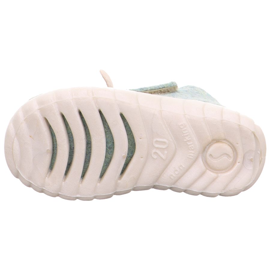 Comfortable mint and grey SUPERFIT Hausschuh HAPPY 295-701 featuring a cute bunny design