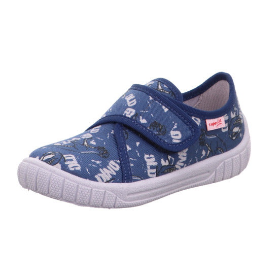 Blue SUPERFIT Hausschuh BILL 279-803 with dinosaurier design, comfortable indoor slipper for kids