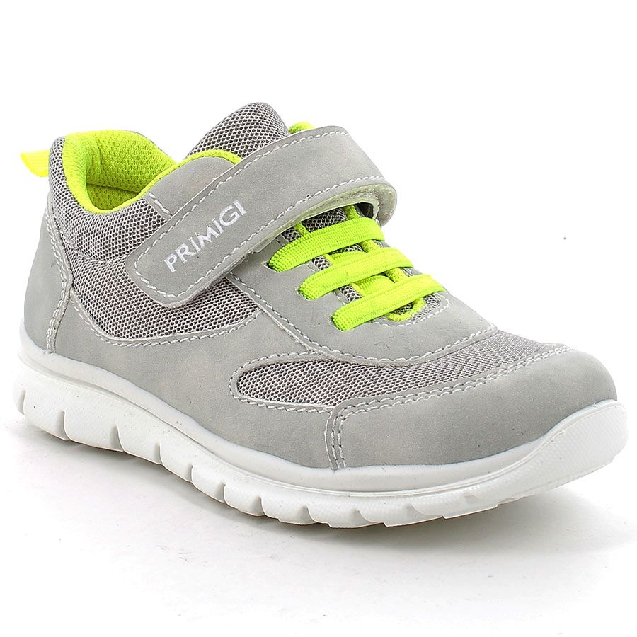 PRIMIGI Halbschuh 38724-11 in light grey with neon yellow accents, a comfortable and stylish option for kids' footwear