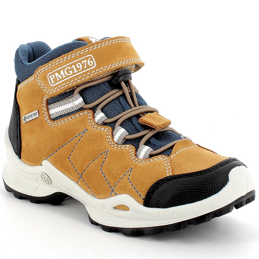 PRIMIGI GORE-TEX Knöchelschuh 38800-00 in curry and blue color, a waterproof and durable ankle shoe for kids