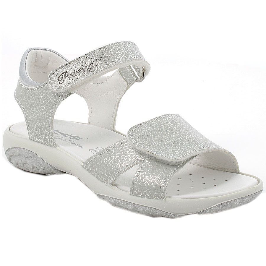 PRIMIGI Sandale 38825-33 in silber, a stylish and comfortable sandal for women with metallic silver straps and a durable sole
