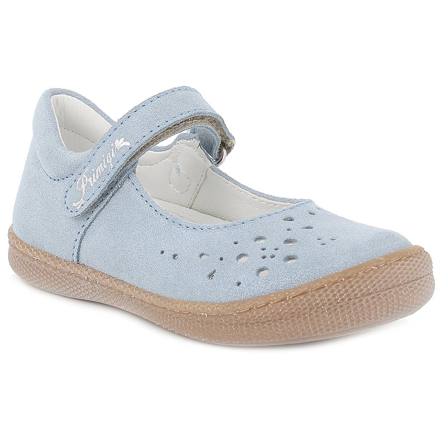 A detailed image of the PRIMIGI Ballerina 39166-00 in eisblau with glitzer accents