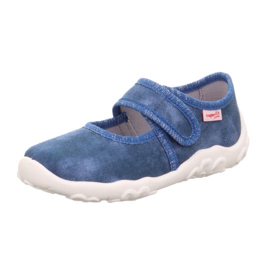Comfortable SUPERFIT Hausschuh BONNY 283-807 in jeans color with sparkling details