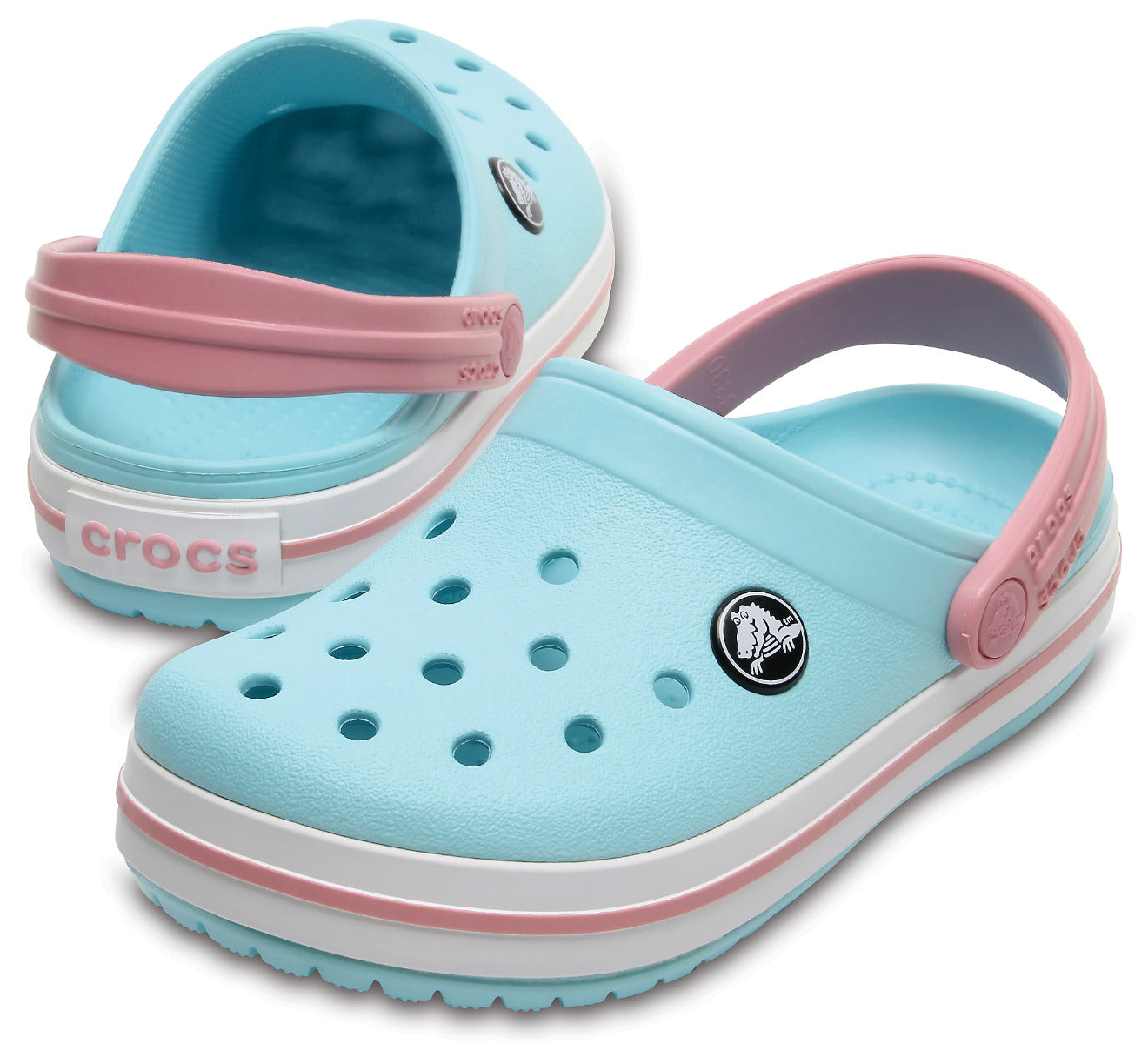 Colorful CROCS CROCBAND CLOG KIDS in babyrosa and babyblau, perfect for kids summer footwear
