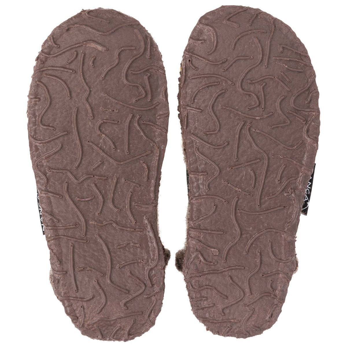 Side view of the NANGA Hausschuh 23-0442 80 braun - Tiger, featuring a durable sole and comfortable fit