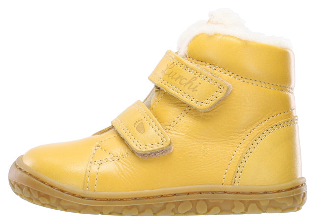 Yellow LURCHI Barfuß Stiefel NIK 50006-09 product image, featuring comfortable and stylish barefoot boots for kids