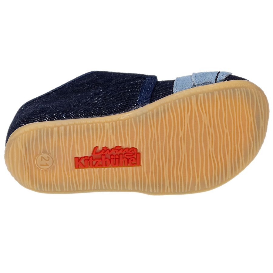 LIVING KITZBÜHEL Hausschuh 4105-590 in jeans color with cozy wool lining and non-slip sole, perfect for indoor comfort and warmth