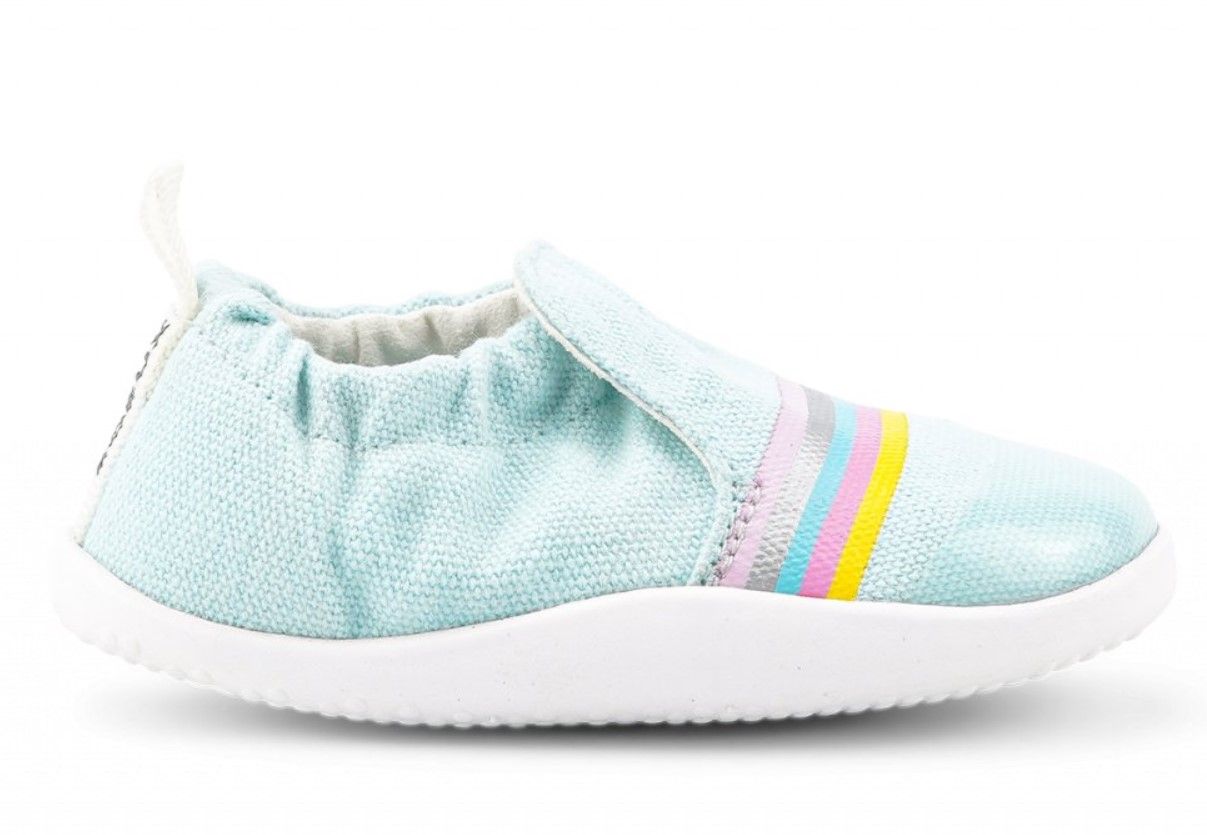 BOBUX PreWalker XP SCAMP 501709 in aqua color featuring a vibrant rainbow design