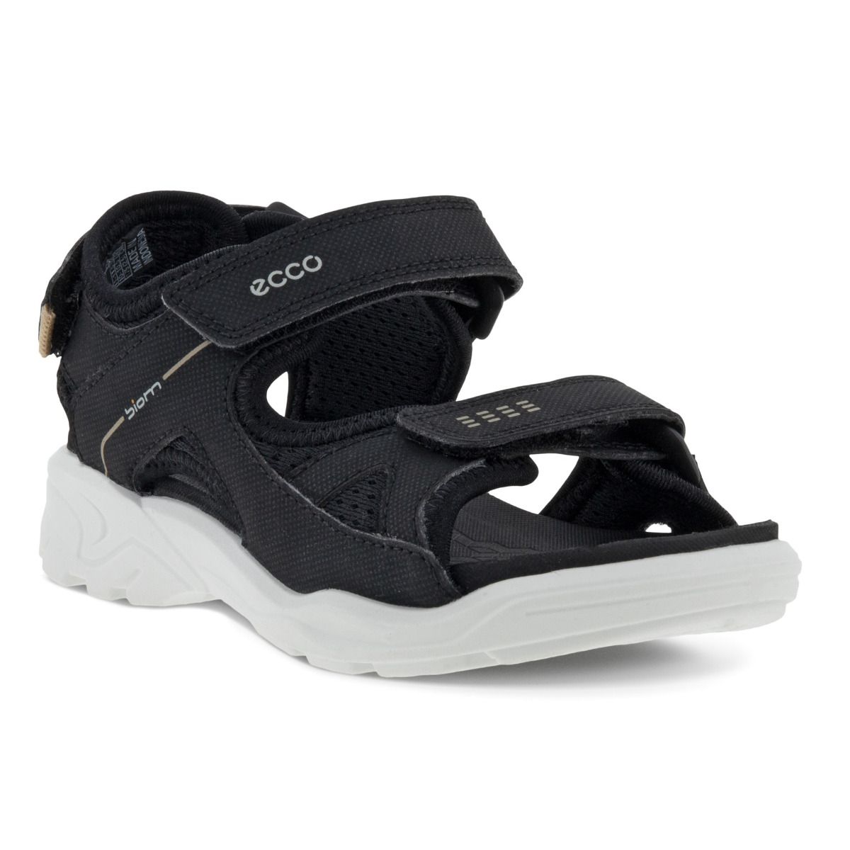 Black and beige ECCO Sandale BIOM RAFT 700603-51052, a durable and stylish outdoor footwear