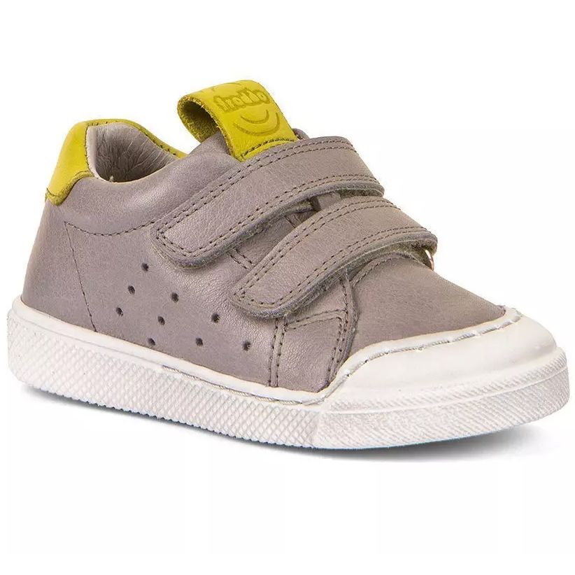 Children's FRODDO Halbschuh in grey, kiwi, and white color combination, style G2130261-14, ideal for casual and outdoor wear