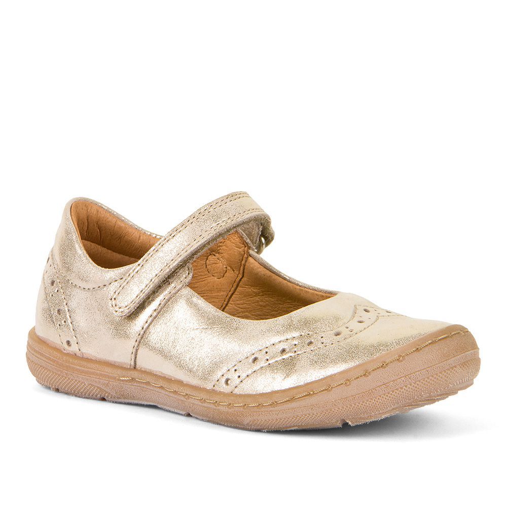 Shiny gold FRODDO Ballerina G3140133-6 with delicate bow detail, perfect for little girls' formal wear or special occasions