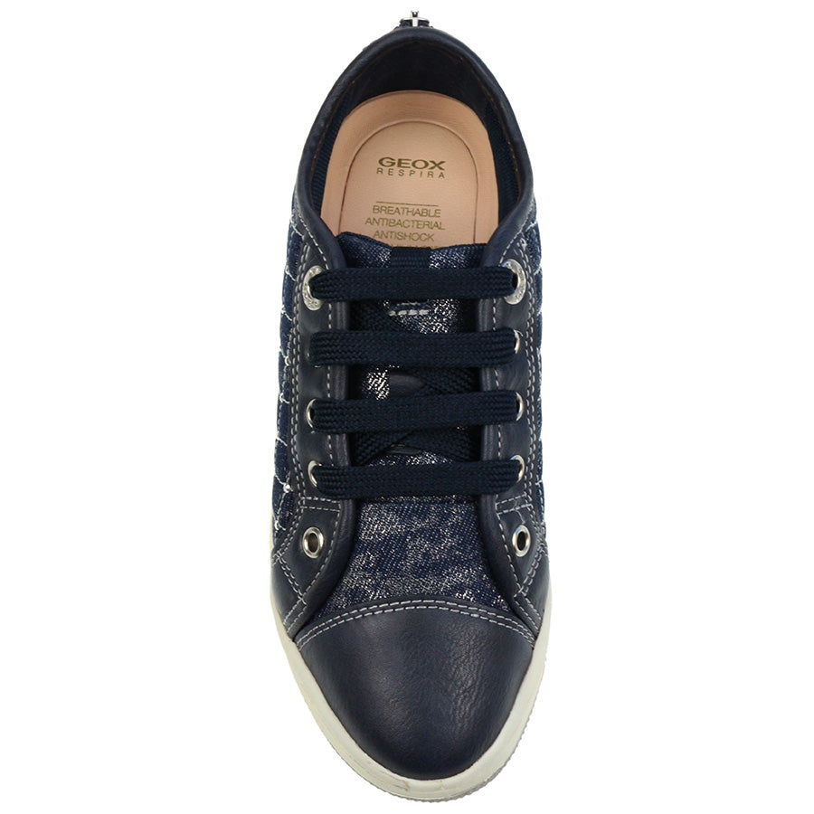Durable and trendy junior shoe with GEOX technology in dark denim color