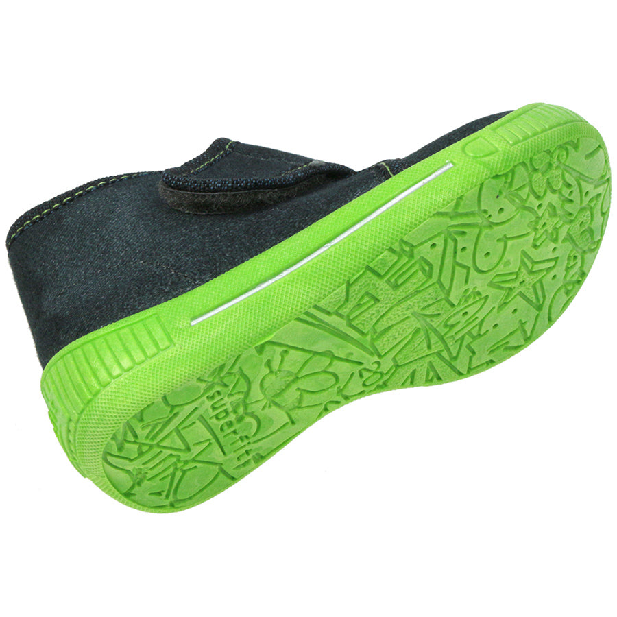 Comfortable and durable SUPERFIT Hausschuh 253-20 in anthrazit and grün colors, featuring a fun Bagger design