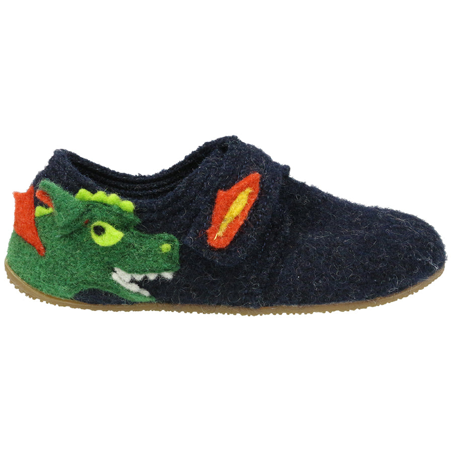 Comfortable navy LIVING KITZBÜHEL Hausschuh 3441-590 with adorable Drache design